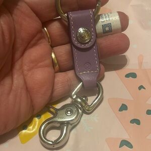New Lilac purple Delight leather Coach Trigger Snap Valet key charm ring.